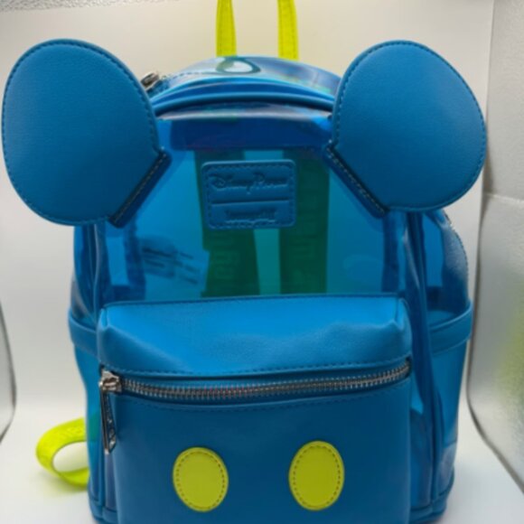 Disney Parks Loungefly Clear Blue Mini Backpack Walt Disney World Edition - Rare - Picture 2 of 10